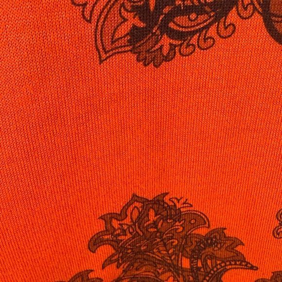 Domani Casual Stylish Cotton Blend Orange & Black Mandala Inspired Boho Top L - Picture 10 of 11